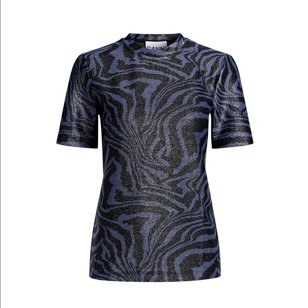 Ganni tiger print metallic t shirt